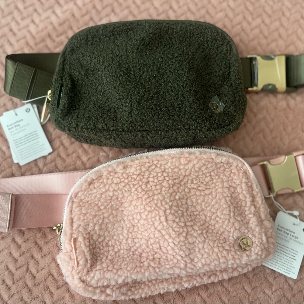 lululemon athletica Sherpa Belt Bag Duo in Olive Green and Blush Pink ($50 each)